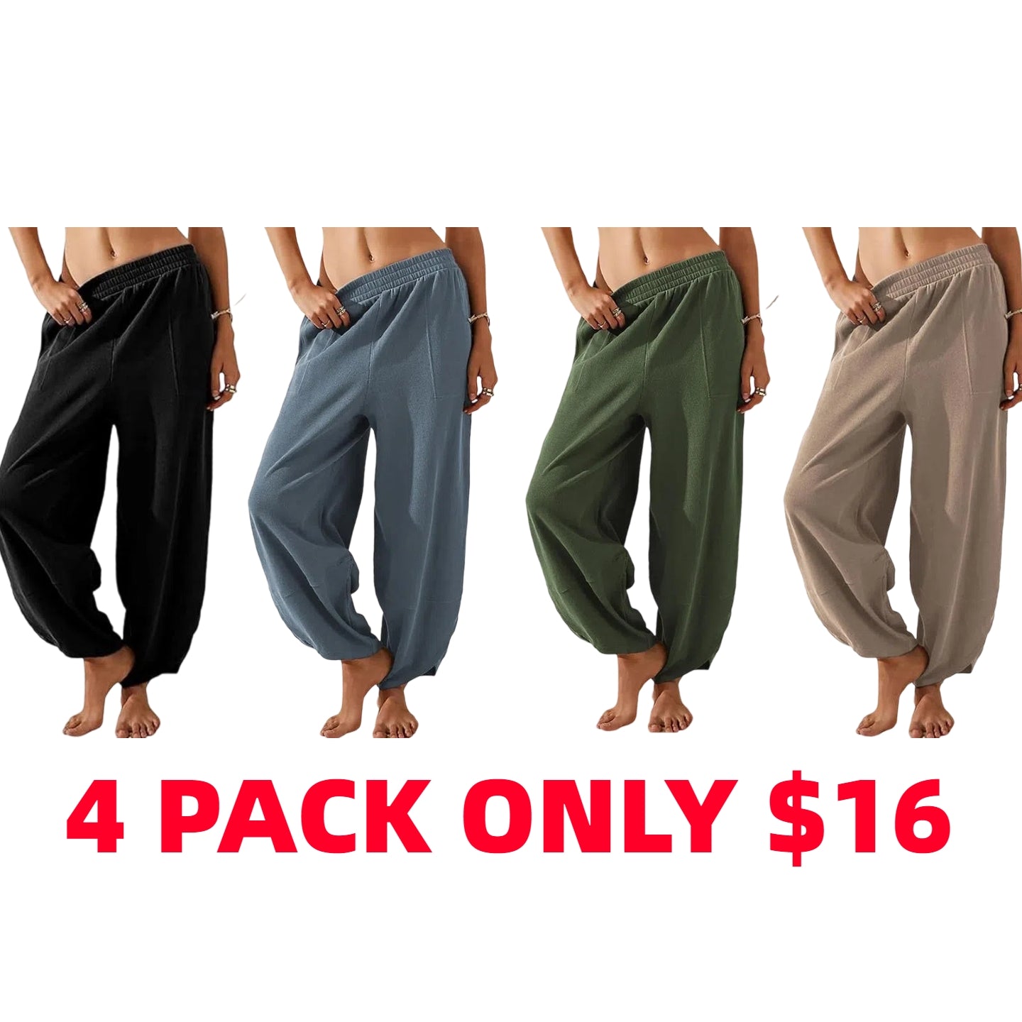 π₯8- PACK Women's Harem Barrel Pants