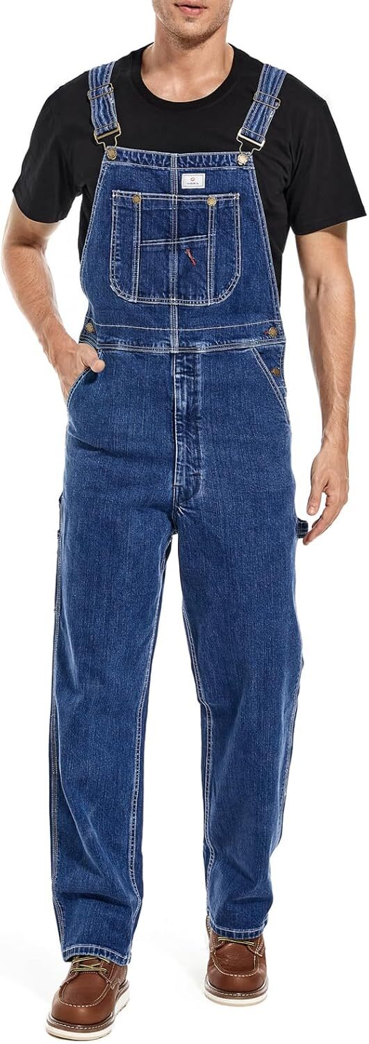 š„Last Day Promotionš„Men's Denim Bib Overalls, Workwear with Adjustable Straps and Convenient Tool Pockets