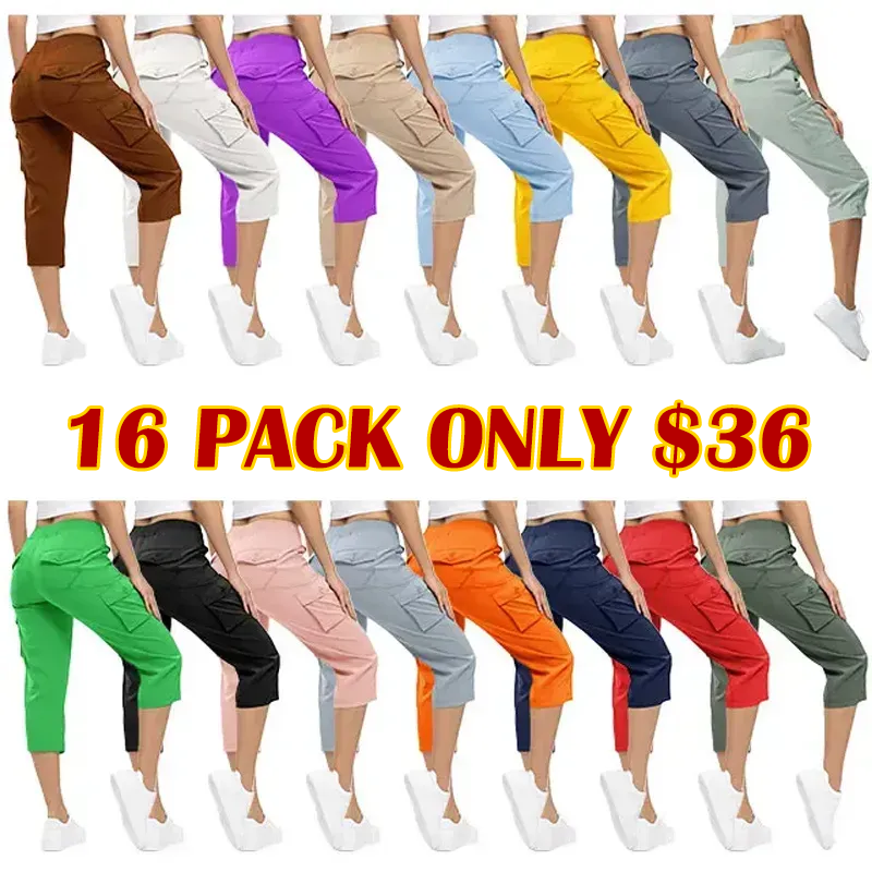 š„Last day promotionš„Women's Cargo Capris Lightweight Hiking Pants Shorts Cropped Cotton