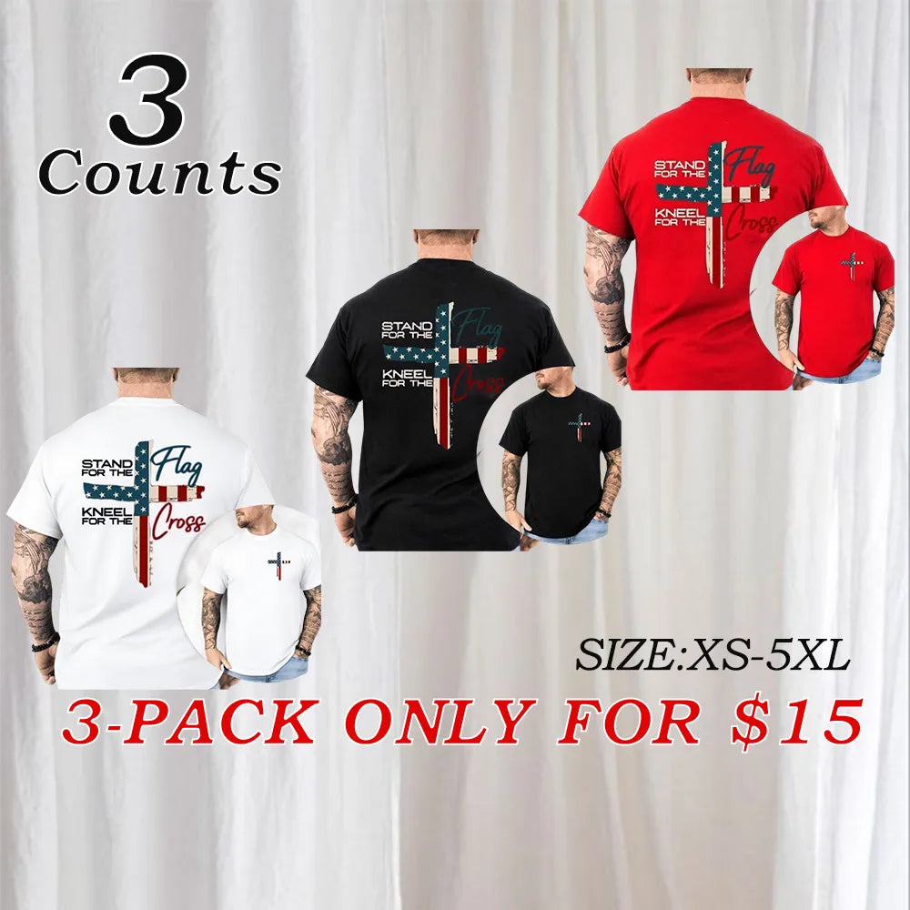 Stand For The Flag Graphic Tees for Cotton Fabric Casual Crew