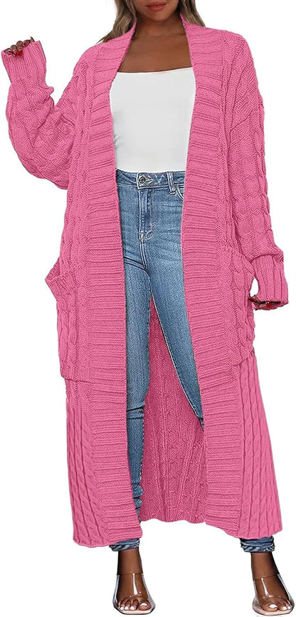 Women's Long Cardigan 2024 Oversized Coat Long Sleeve Open Cardigan Knitted Extra Long Coat Autumn Fashion Jacket Clothes