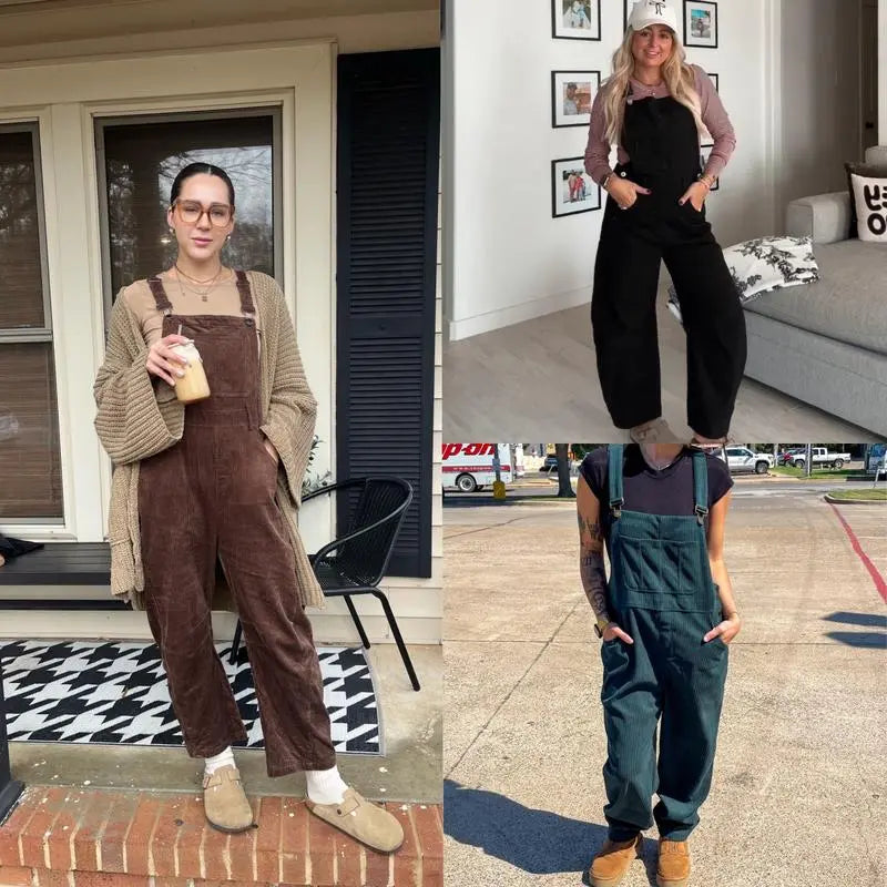 ✨Women's Corduroy Overalls Barrel Wide Leg Bib Pants🔥