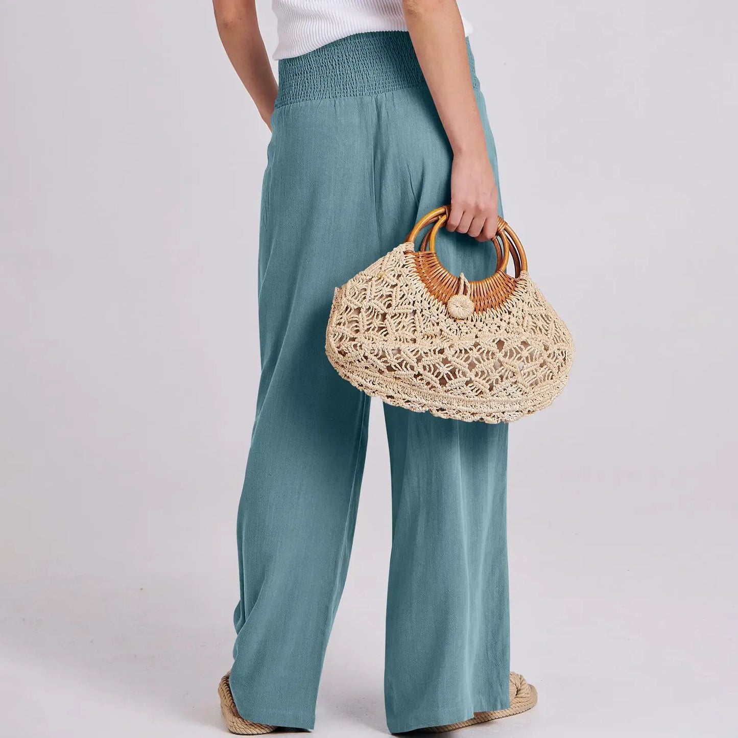 Women's linen wide-leg pants