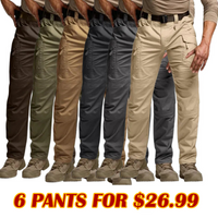 Khaki+Green+Dark Brown+Gray+Brown+Black (6 Pants Together)