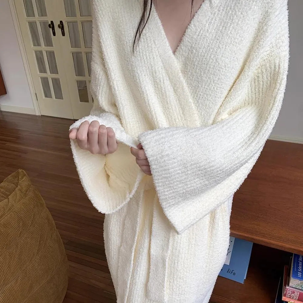 Women's double-sided plush bathrobe