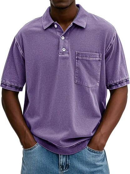 FINAL SALE⚡10 Packs for $34.99⚡ - Men's Retro Distressed Lapel Short-sleeved Pocket Polo Shirt