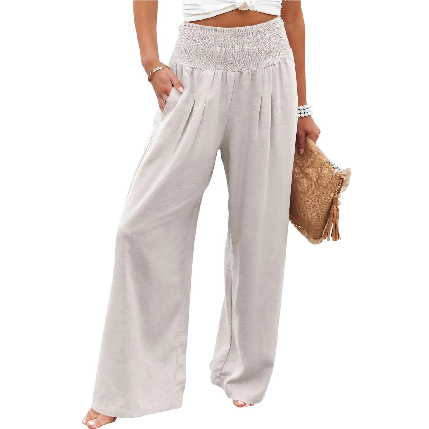 Women's linen wide-leg pants