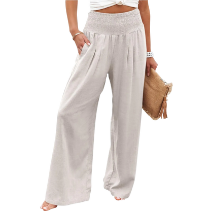 Women's linen wide-leg pants