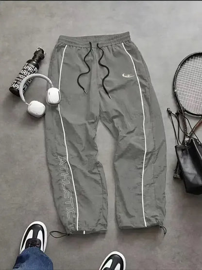 Men's Casual Sporty Long Pants, Loose Fit Elastic Cuff, Fashionable Print, Lightweight Fabric, Perfect for Daily Wear