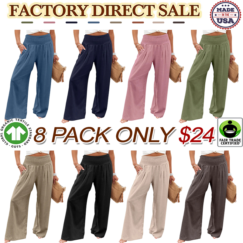 Women's linen wide-leg pants