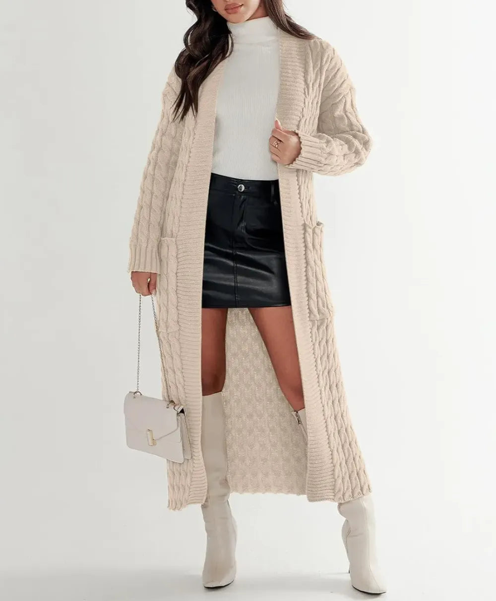 Women's Long Cardigan 2024 Oversized Coat Long Sleeve Open Cardigan Knitted Extra Long Coat Autumn Fashion Jacket Clothes