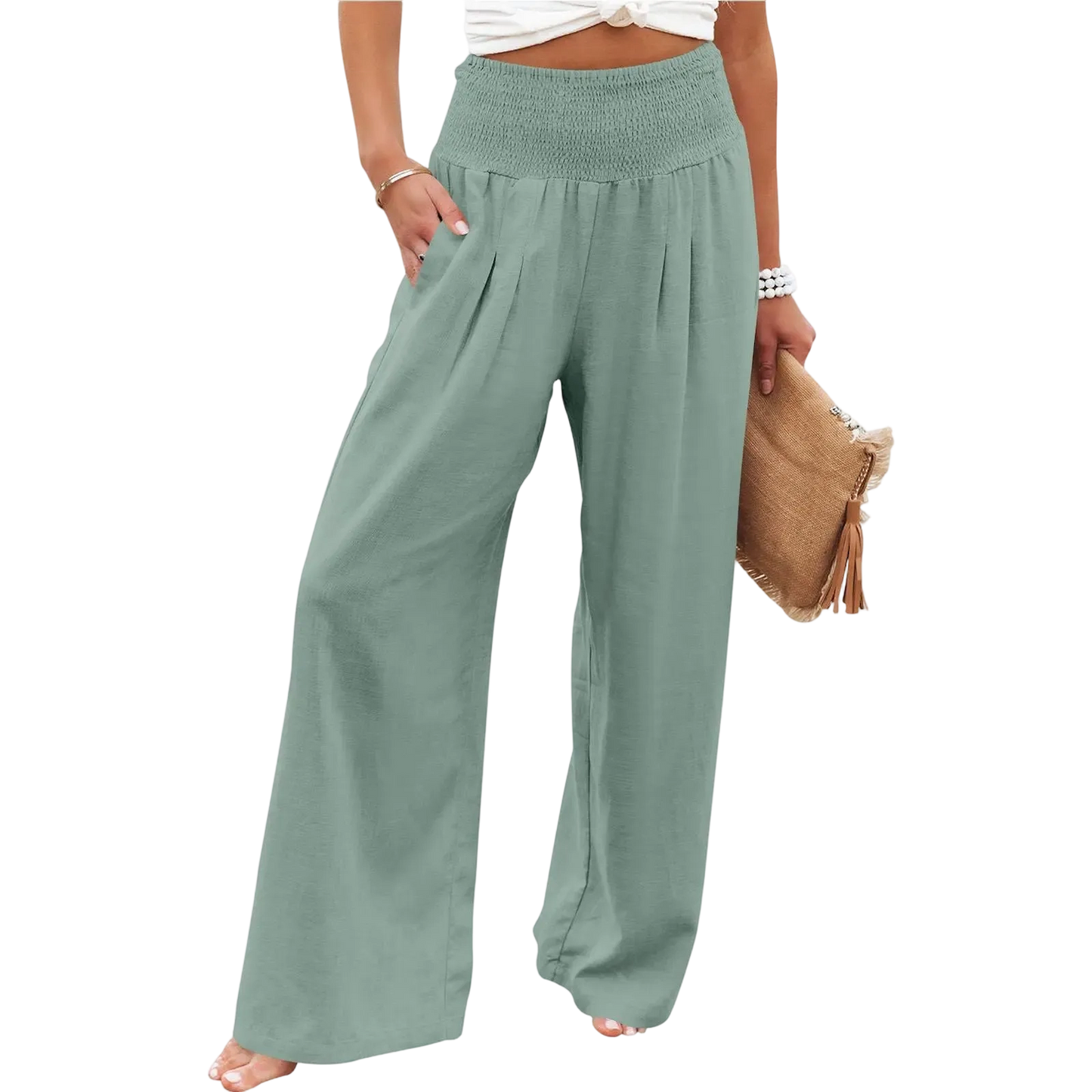 Women's linen wide-leg pants