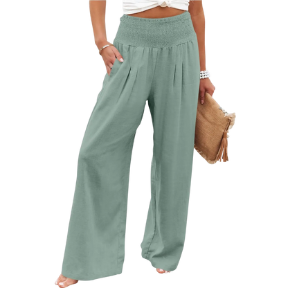 Women's linen wide-leg pants