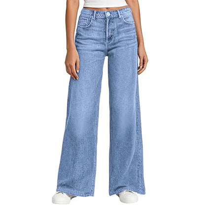 Women's Sweatpant Jeans Print Denim Sweatpants High Waisted Full-Length Wide Leg Pants Baggy Comfort Faux Jeans