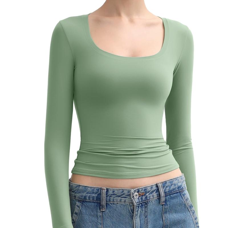 Womens Scoop Neck Long Sleeve Top - Smoke Cloud Collection