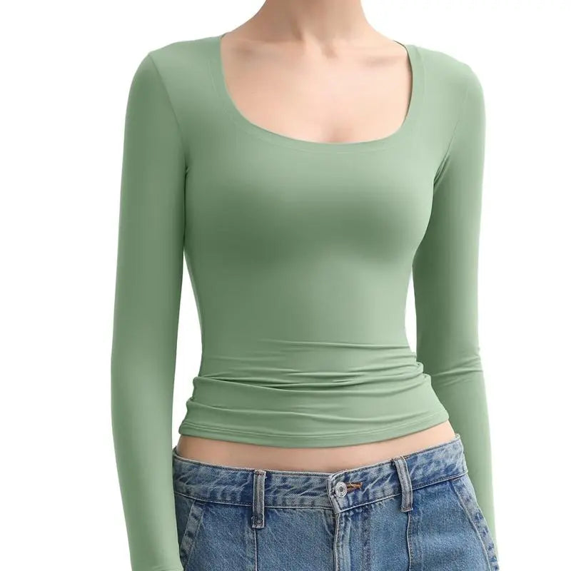 Womens Scoop Neck Long Sleeve Top - Smoke Cloud Collection