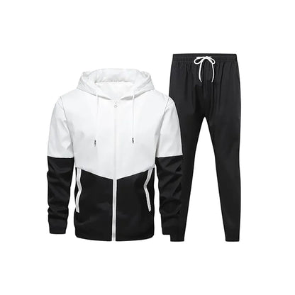 Men’s Colorblock 2-Piece Tracksuit: Full Zip Hoodie + Jogging Pants