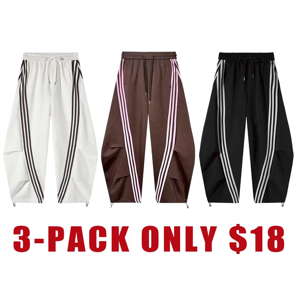 Flooo Loose Wide Leg Striped Track Pants
