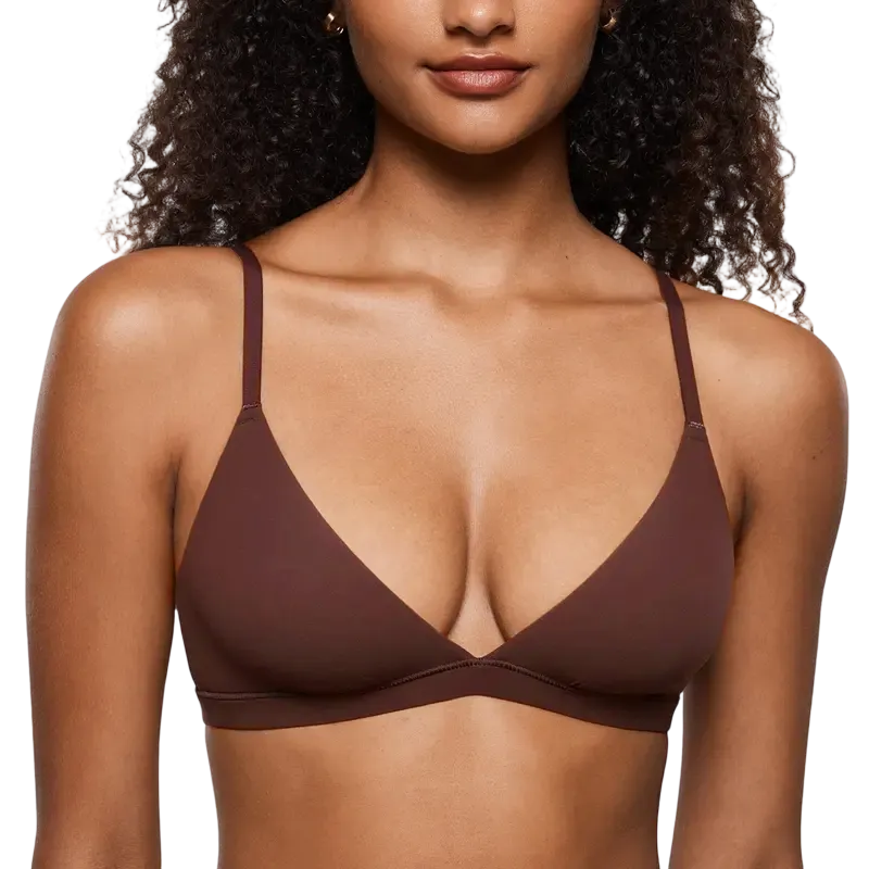 Women's Deep V, Unlined, Seamless, Wire-Free Triangle Bra