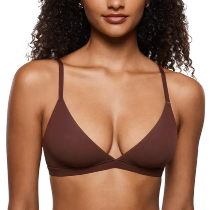 Women's Deep V, Unlined, Seamless, Wire-Free Triangle Bra