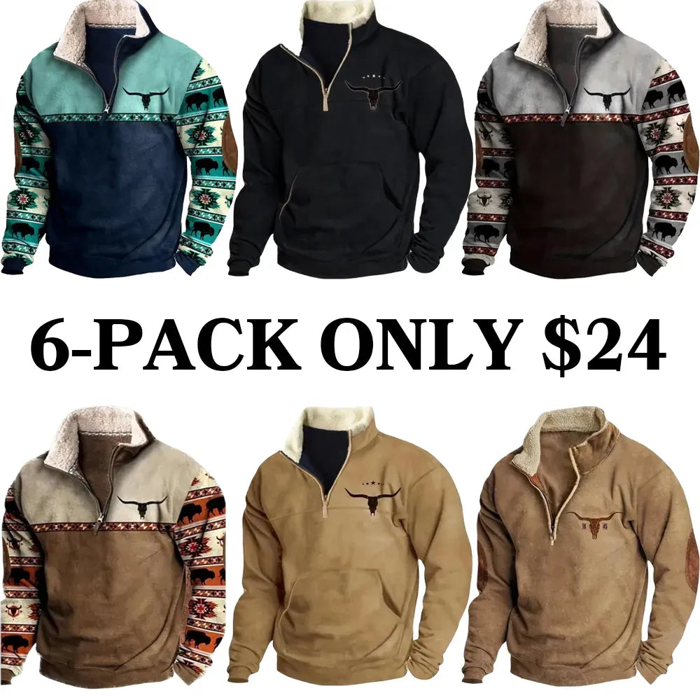 Retro western style, the sherpa lined sweatshirt is full of warmth!