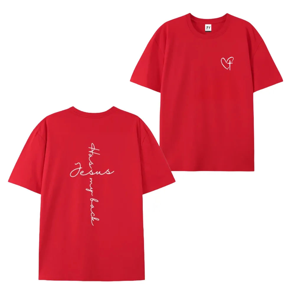 Jesus Has My Back Print T Shirt