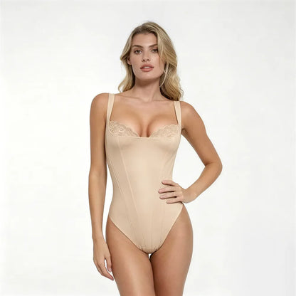 Basic sexy faux leather corset bodysuit