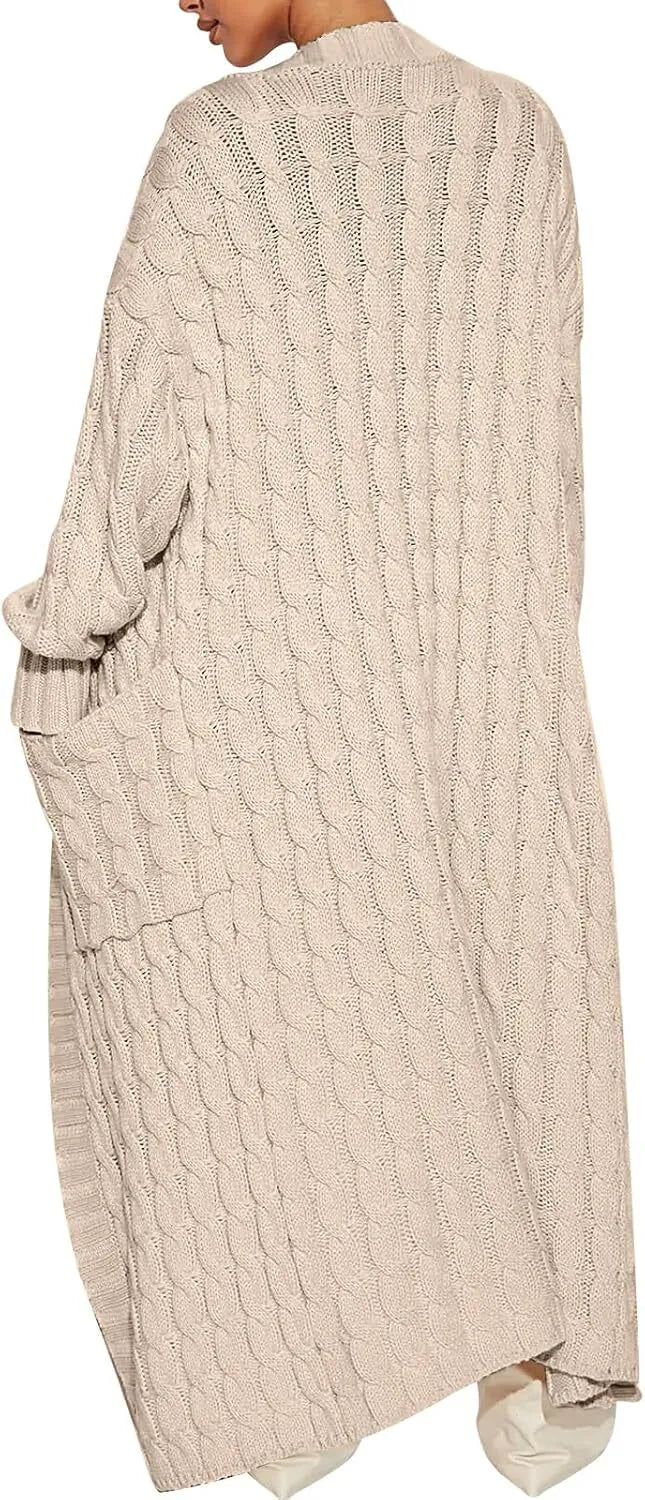 Women's Long Cardigan 2024 Oversized Coat Long Sleeve Open Cardigan Knitted Extra Long Coat Autumn Fashion Jacket Clothes