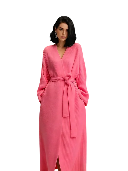 Women's double-sided plush bathrobe