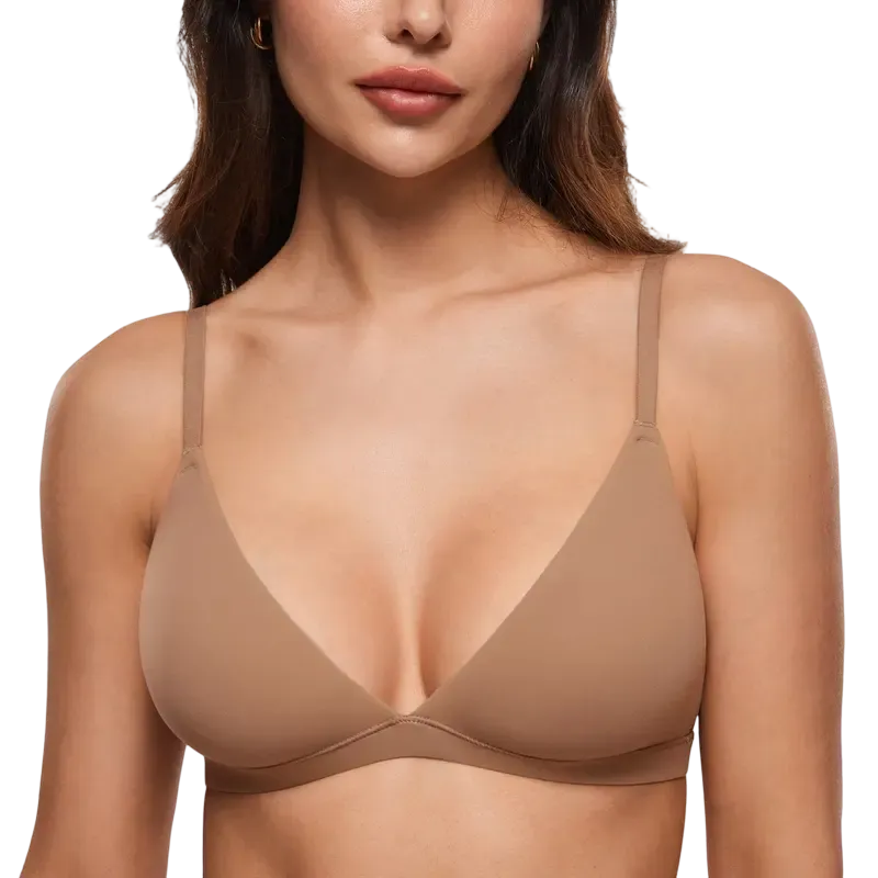 Women's Deep V, Unlined, Seamless, Wire-Free Triangle Bra
