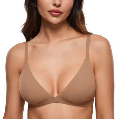 Women's Deep V, Unlined, Seamless, Wire-Free Triangle Bra
