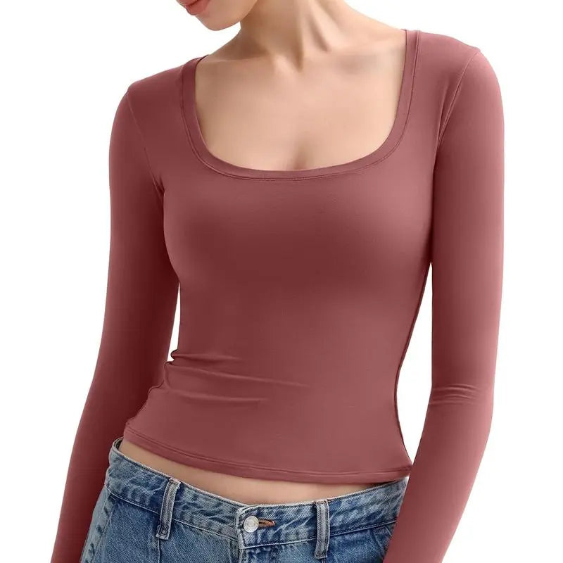 Womens Scoop Neck Long Sleeve Top - Smoke Cloud Collection