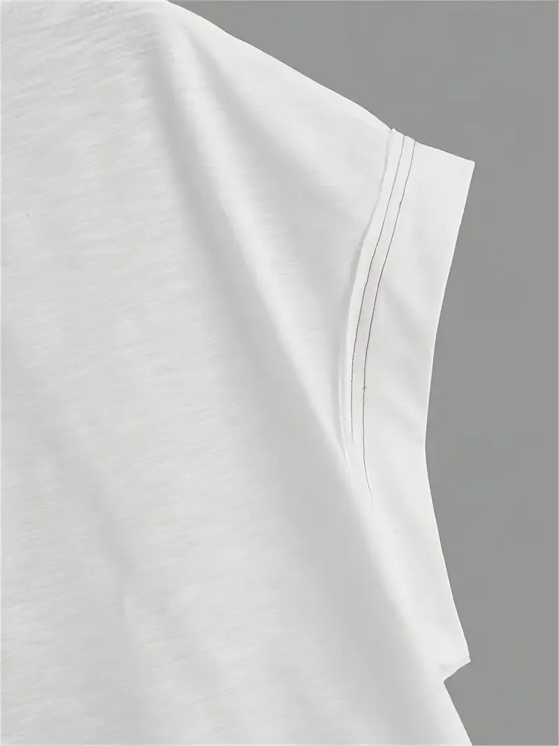 Women's Plain Cut Out Asymmetrical Hem Batwing Sleeve Tee, Elegant Casual Short Sleeve Round Neck T-Shirt for Summer, Ladies Clothes for Daily Wear