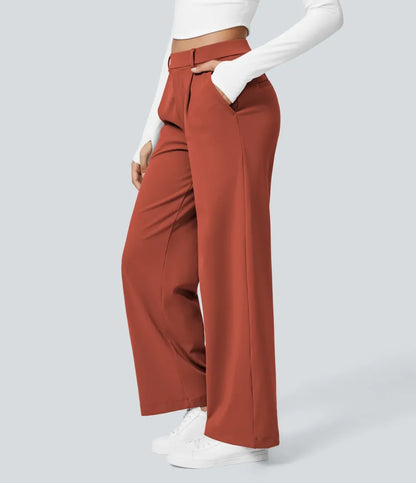 ⏰Big Spring Sale!High Waisted Side Pocket Straight Leg Work Pants