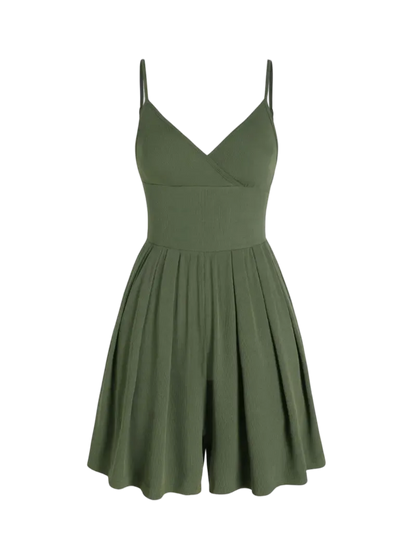 Women's Knitted Plain Backless Wrap Fitted Romper, Casual Chic Jumpsuit