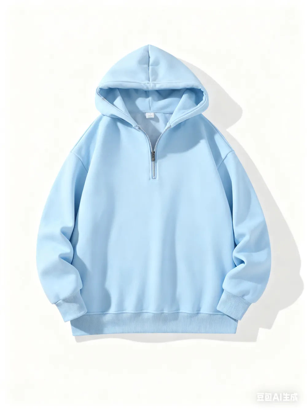 Plain Half Zip Drop Shoulder Essentials Hoodie
