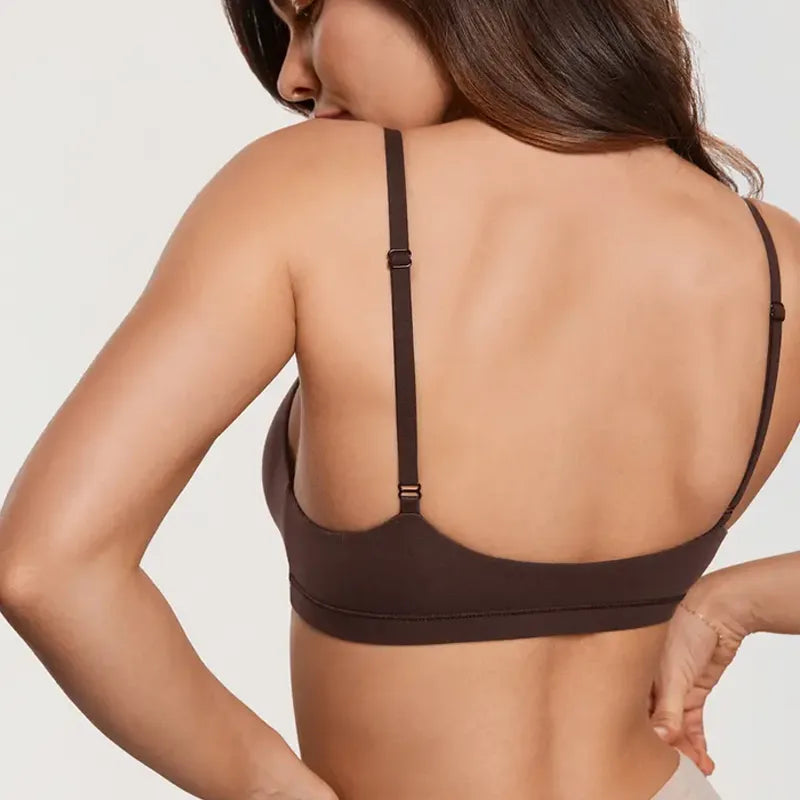 Women's Deep V, Unlined, Seamless, Wire-Free Triangle Bra
