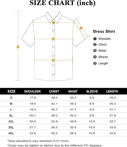 Men's Short Sleeve Stretch Slim Fit Casual Button Down Shirts