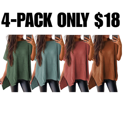 Women's loose-neckline short-sleeved sweater