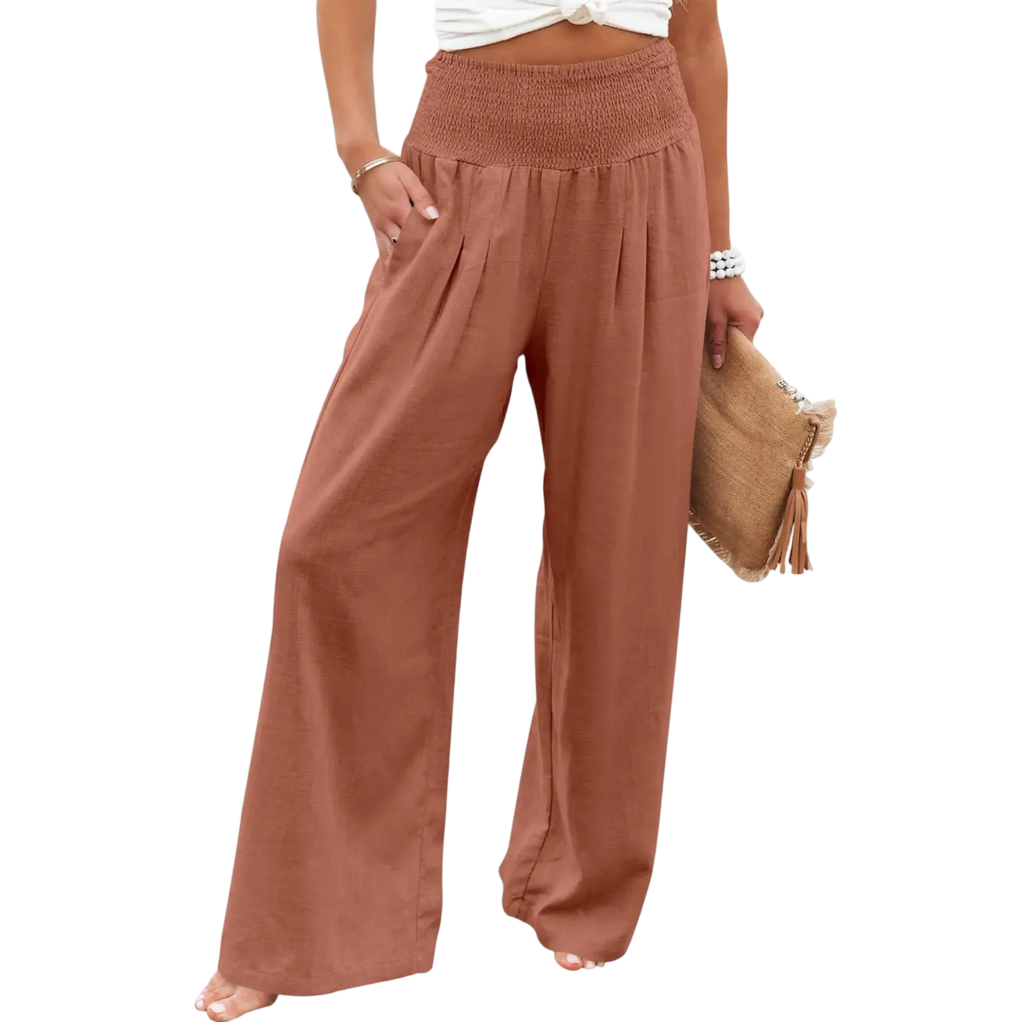 Women's linen wide-leg pants