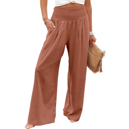 Women's linen wide-leg pants