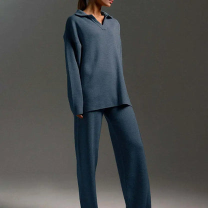 Knit Top and Wide Leg Pants 2 Piece Set