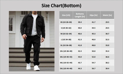 Men's Solid Color Pocket Button Front Shirt & Pants Two-Piece Set