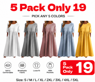 Summer New Cotton and Linen Casual Short Sleeve