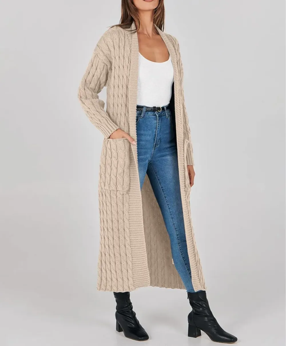 Women's Long Cardigan 2024 Oversized Coat Long Sleeve Open Cardigan Knitted Extra Long Coat Autumn Fashion Jacket Clothes