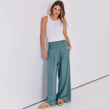 Women's linen wide-leg pants