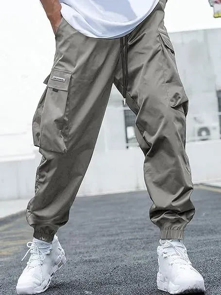 Men's Baggy Solid Color Drawstring Casual Cargo Pants
