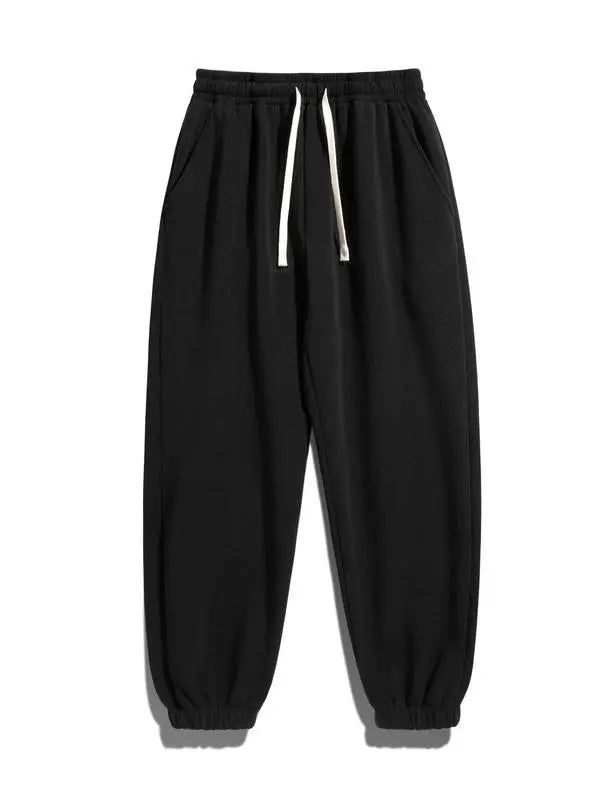 Men's Regular Fit Solid Drawstring Waist Sweatpants