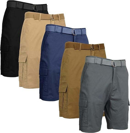 Men’s 5 Pack Belted Cargo Shorts