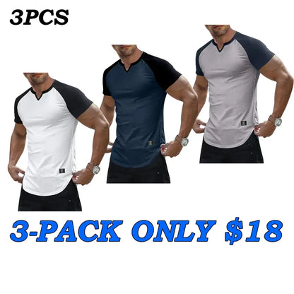 Men's V-Neck Longline Henley Muscle Tee